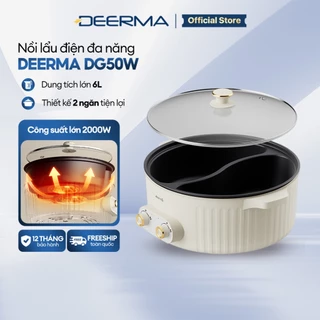 Nồi lẩu điện đa năng 2 ngăn Deerma DG50W chống dính, dung tích lớn 6L công suất 2000W - Bảo hành 12 tháng