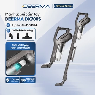 Máy hút bụi cầm tay Deerma DX700S với công nghệ lực hút lốc xoáy 15000Pa thiết kế tản nhiệt - Bảo hành 12 tháng
