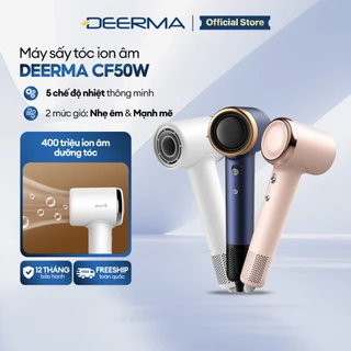 Máy sấy tóc ion âm DEERMA CF50W với 400 triệu ion âm, kiểm soát nhiệt độ giúp tóc óng mượt mềm mại - Bảo hành 12 tháng