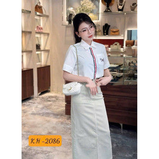 QCL1 2086 Áo sơ mi cộc tay kẻ sọc túi thêu cún siêu hot siêu đẹp(Freesz)