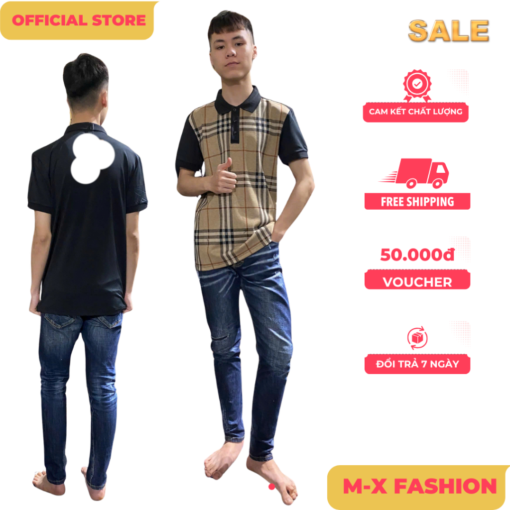 ÁO polo nam cổ tròn họa tiết tay ngắn phong cách trẻ trung chuẩn from