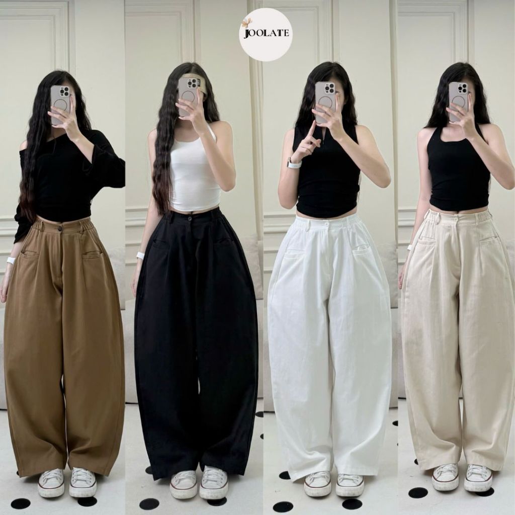 Quần Kaki Harem Dáng Bom Cạp Chun Túi Ngang Unisex Mặc Đi Học Đi Làm Form Rộng Dễ Mặc JOOLATe