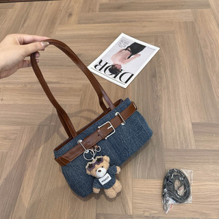 Túi Kẹp Nách Hàng Nội Địa Trung  Kèm charm Cún Bông Đai da Denim