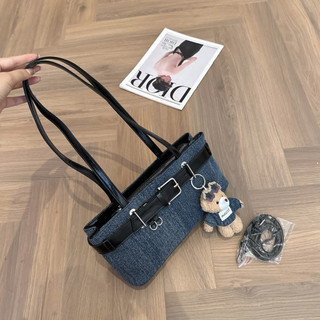 Túi Kẹp Nách Hàng Nội Địa Trung  Kèm charm Cún Bông Đai da Denim