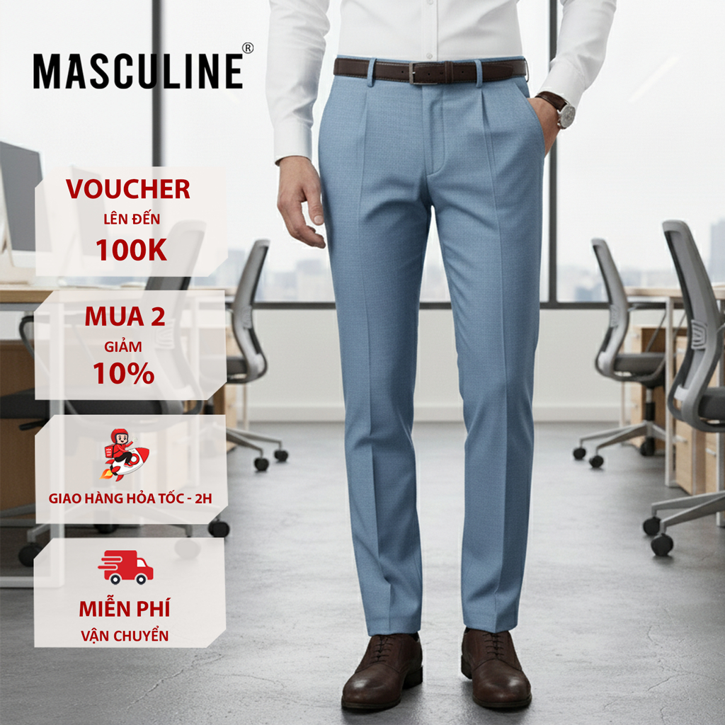 Quần âu nam cao cấp MASCULINE, Quần vải dáng Beggi, Form đứng, Sang trọng – MBL24.1
