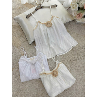 Set Mặc Nhà Khánh An Áo Hai Dây Ren Phối Với Quần Dài Loe Nhẹ Quyến Rũ