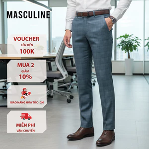 Quần âu nam cao cấp MASCULINE, Quần vải công sở Form beggi, co giãn thoáng mát – MB24.4