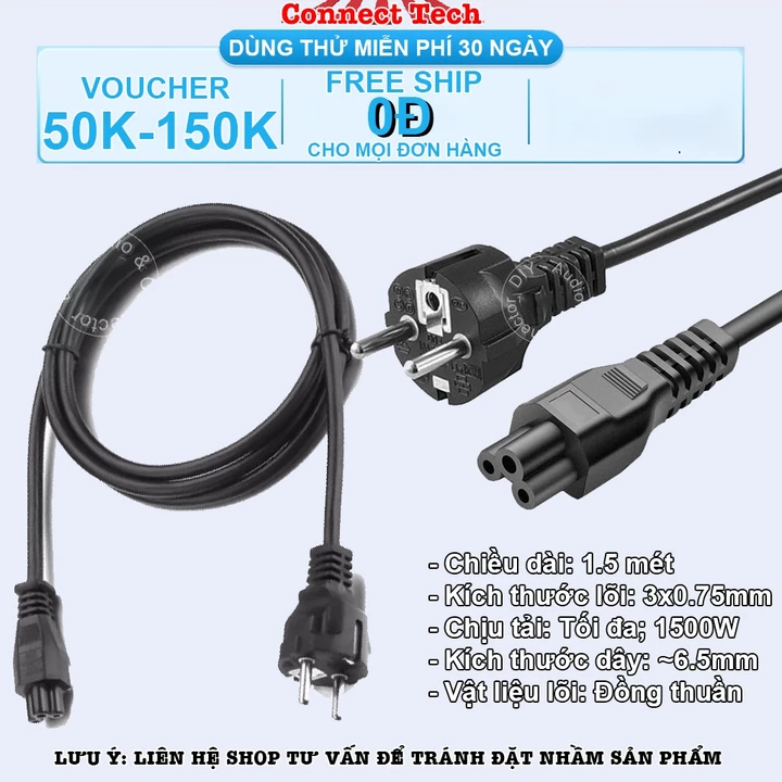 Dây nguồn 2 chấu laptop Dell, Laptop Acer, Laptop Hp và dùng cho nhiều dòng laptop khác nhau