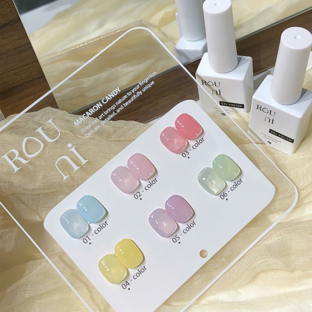 ROUni Sơn móng tay màu thạch kẹo trong suốt ngọt ngào, màu sắc đa dạng, độc đáo