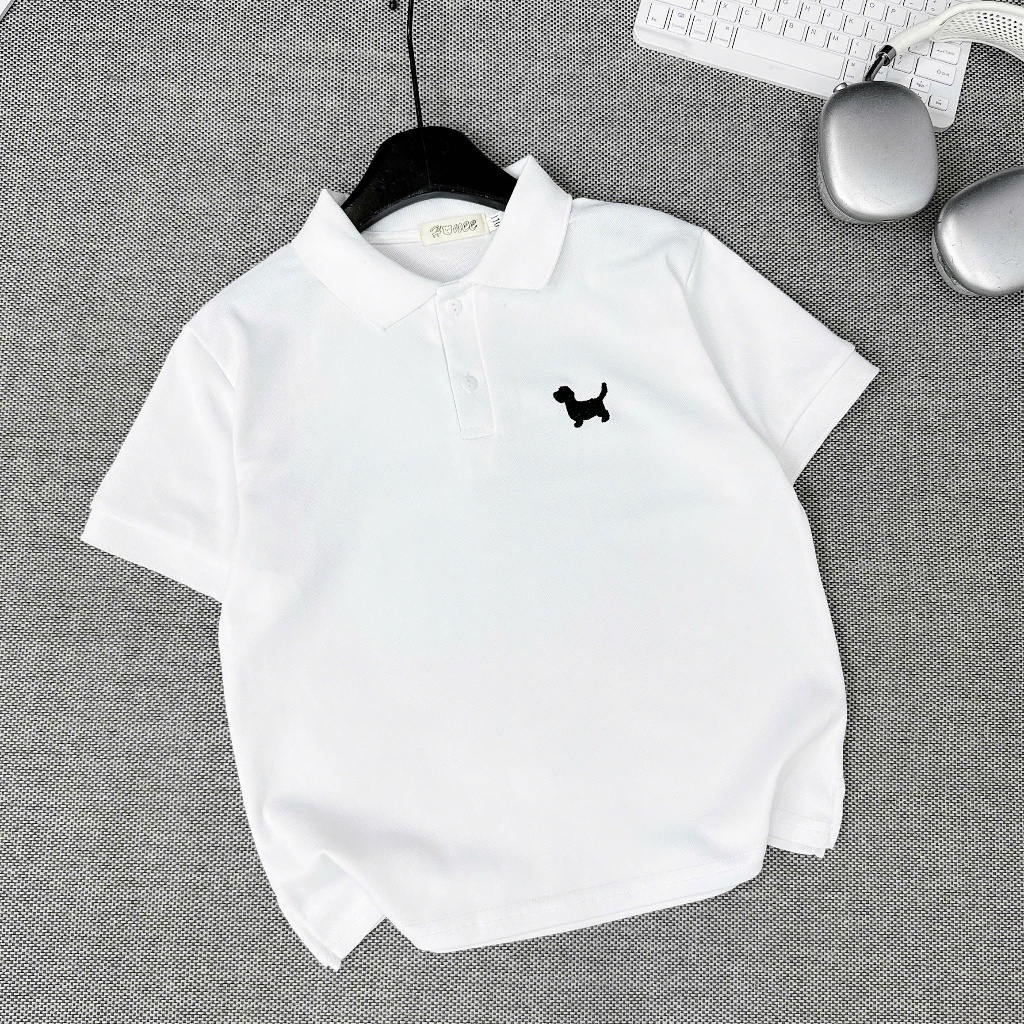 Áo Polo cộc tay hình CÚN YÊU KENKID FASHION cho bé trai, chất cotton cá sấu mềm mát, dáng basic, size từ 20-65kg