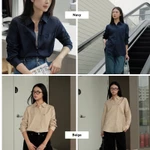 TheBlueTshirt - Áo sơ mi dài tay phom rộng nhiều màu cho nữ - The New Pocket Oversize Shirt - Women — ảnh 6