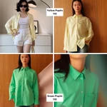 TheBlueTshirt - Áo sơ mi dài tay phom rộng nhiều màu cho nữ - The New Pocket Oversize Shirt - Women — ảnh 8