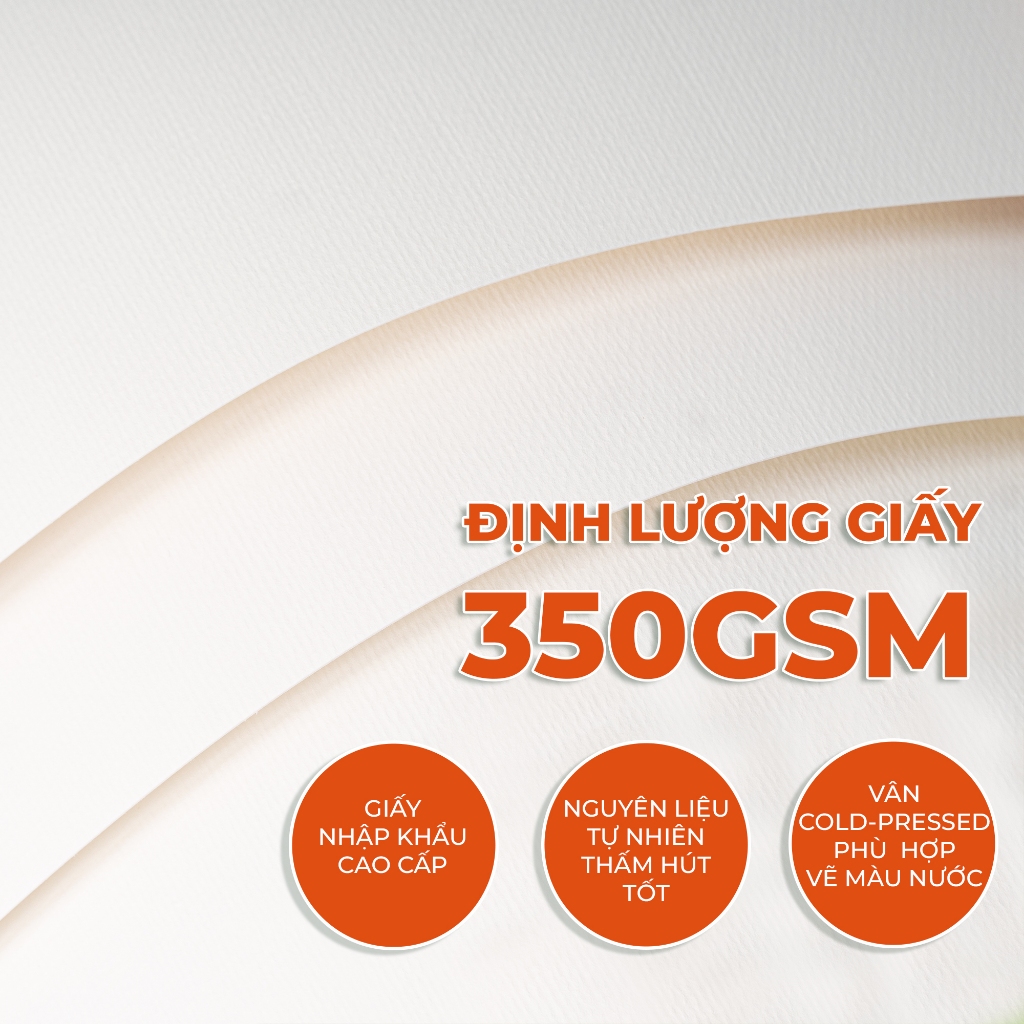 Giấy Vẽ Màu Nước Chuyên Dụng A3 A4 350gsm/ 300gsm HAPPY GLOBAL ART - Giấy Loang Màu Vân Cold, Chống Nhăn