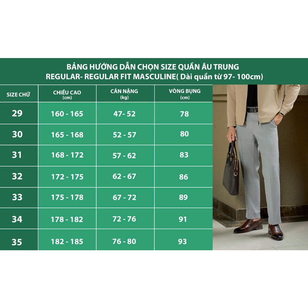 Quần Âu Trung Tuổi Masculine cao cấp dáng regular fit vừa vặn - MFG23.1
