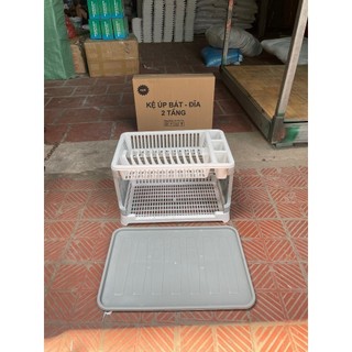 Kệ Up Bát Đĩa 2 Tầng Có Kèm Ống Đũa Có Chỗ Thoát Nước Hàng Việt