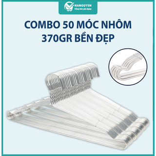 Combo 50 móc nhôm treo quần áo 370gr (L = 45cm) bền nhẹ tiện lợi dễ sử dụng
