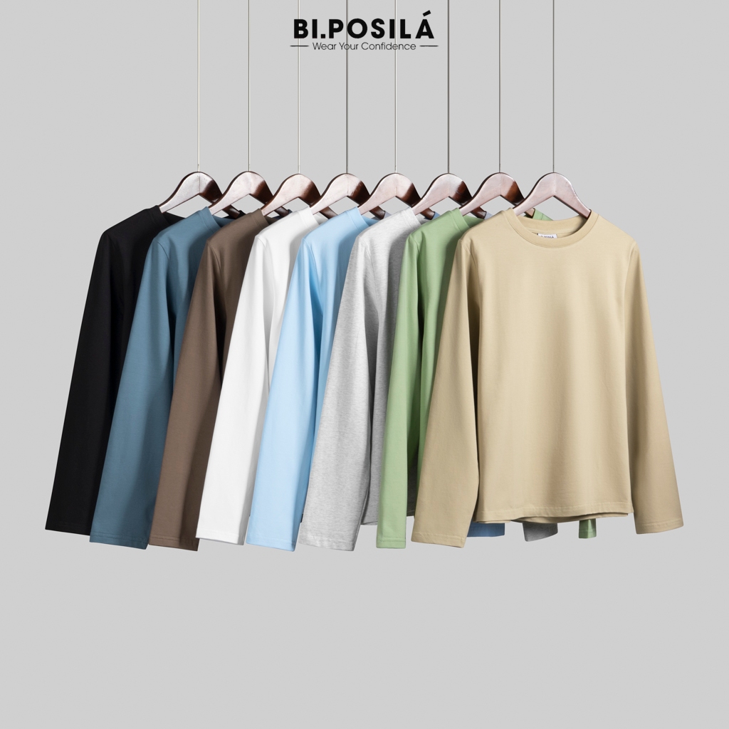[A08 -HÀNG MỚI VỀ ] BI.POSILÁ ÁO THUN NỮ BASIC CỔ TRÒN DÀI TAY VẢI COTTON CO GIÃN 4 CHIỀU MỀM MỊN THOẢI MÁI áo phông