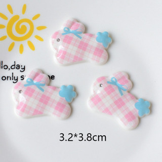Bộ 10 Sticker, Charm 3D chủ đề Thỏ nơ xanh nhựa cứng gắn Dép Sục, Cá Sấu Mita JB-370
