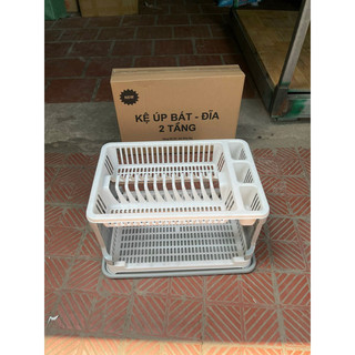 Kệ Up Bát Đĩa 2 Tầng Có Kèm Ống Đũa Có Chỗ Thoát Nước Hàng Việt