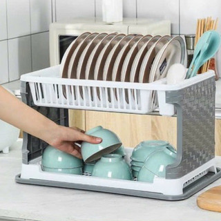 Kệ Up Bát Đĩa 2 Tầng Có Kèm Ống Đũa Có Chỗ Thoát Nước Hàng Việt
