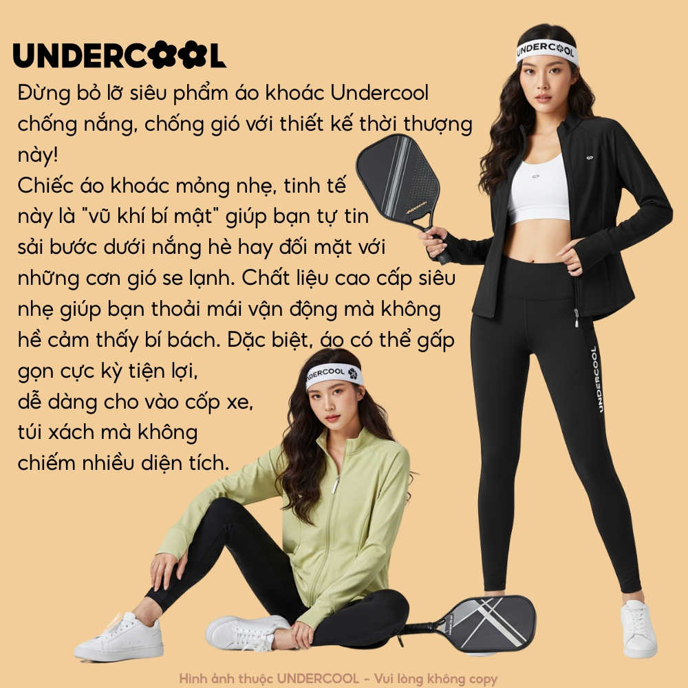 Áo Khoác Nữ Chống Nắng Đa Năng - Đi Nắng, Cản Gió Chất Vải Su Mỏng Nhẹ UNDERCOOL Thể thao, Co giãn tốt ACN12