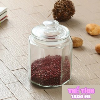 Hũ lọ thủy tinh lục giác đựng thực phẩm, gia vị hũ đựng gia vị, thực phẩm khô, Hũ lọ muối dưa