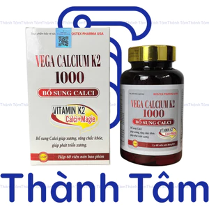 Bổ sung canxi VEGA CALCIUM K2 magie, vitamin k2 mk7 giúp xương, răng chắc khỏe, trẻ phát triển chiều cao - Lọ 60 viên