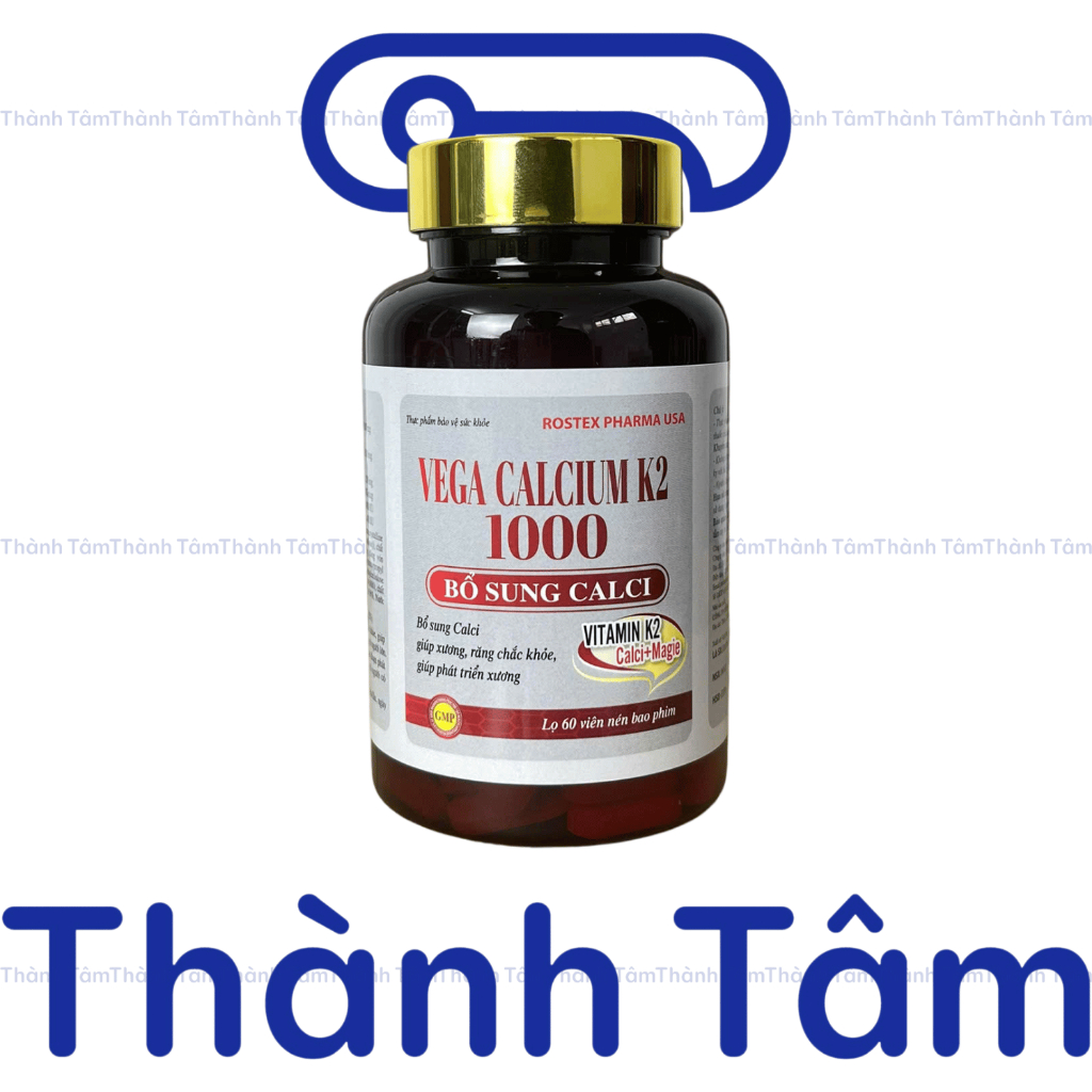 Bổ sung canxi VEGA CALCIUM K2 magie, vitamin k2 mk7 giúp xương, răng chắc khỏe, trẻ phát triển chiều cao - Lọ 60 viên