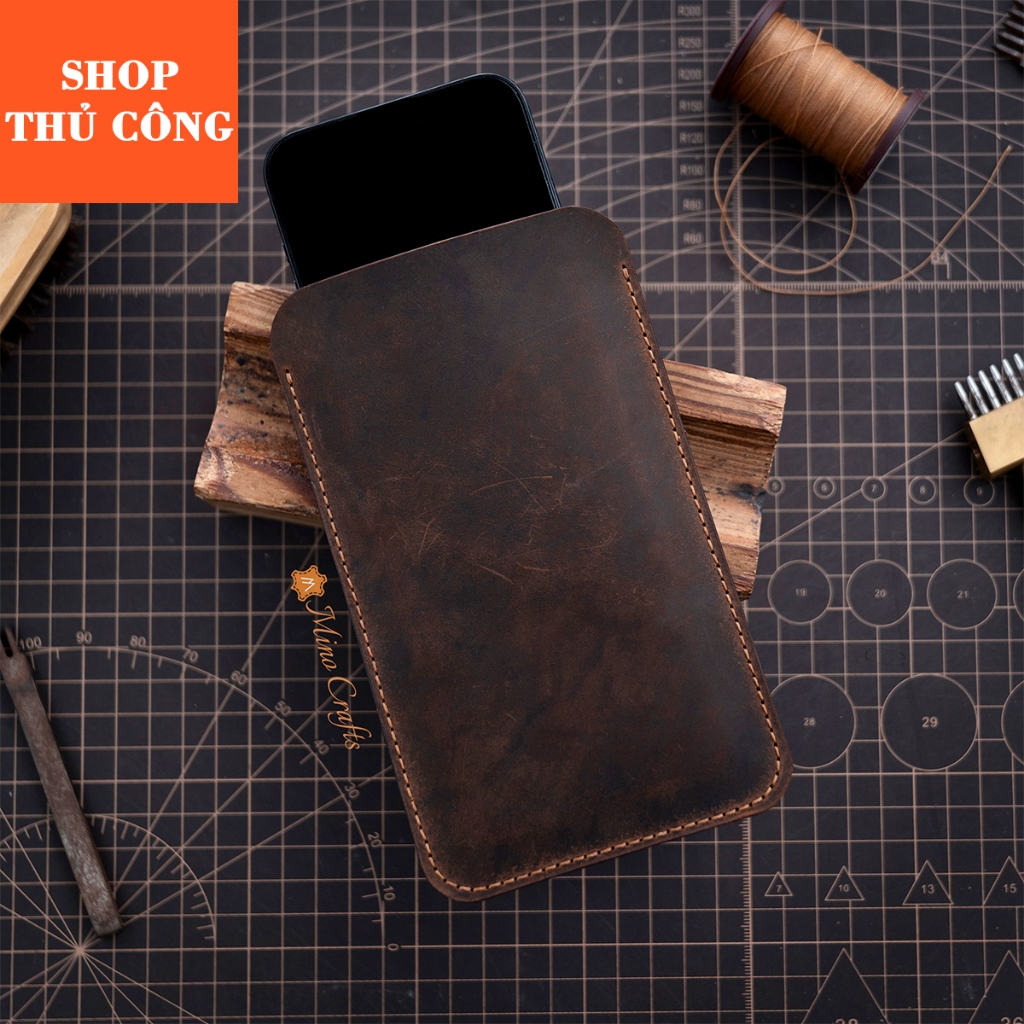 Bao Da Điện Thoại handmade Da Bò Nhập Khẩu - Chế Tác Thủ Công