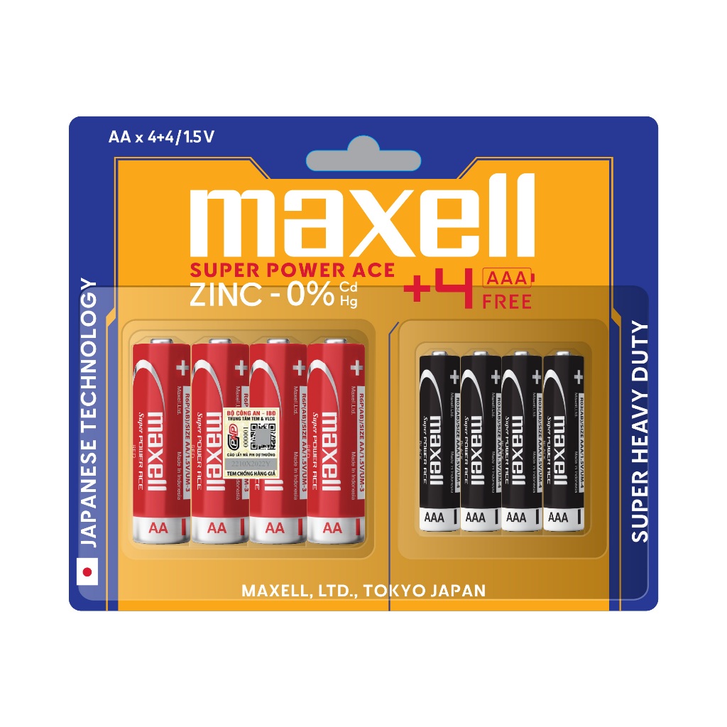 Pin Tiểu AA/ 2A Maxell (R6P) Vỉ 4 Tặng 4 Viên AAA 1.5V Chính Hãng - Pin ...