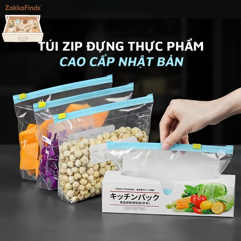 Túi Zip Đựng Thực Phẩm Cao Cấp  - Bảo Quản Thức Ăn, Đồ Khô, Đồ Tươi Sống Trong Tủ Lạnh - An Toàn, Tái Sử Dụng