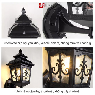 Đèn cột ngoài trời chống nước HIWA, đèn treo tường trang trí ngoài trời, đèn tường đổng cổ điển cao cấp