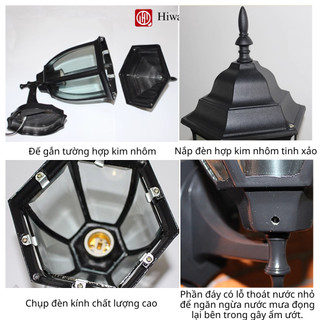 Đèn cột ngoài trời chống nước HIWA, đèn treo tường trang trí ngoài trời, đèn tường đổng cổ điển cao cấp