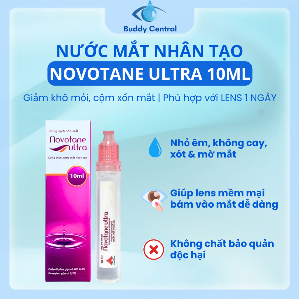 Nước nhỏ mắt lens, makeup Novotane Ultra 10ml dưỡng ẩm, giảm khô mỏi ...