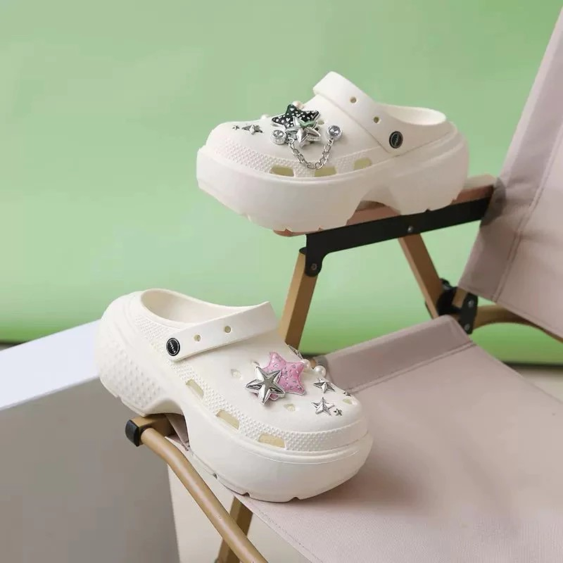 Dép sục cho nữ hàng cao cấp siêu đẹp đế cao 5 phân kèm bộ hình siêu dễ thương hình ngôi sao