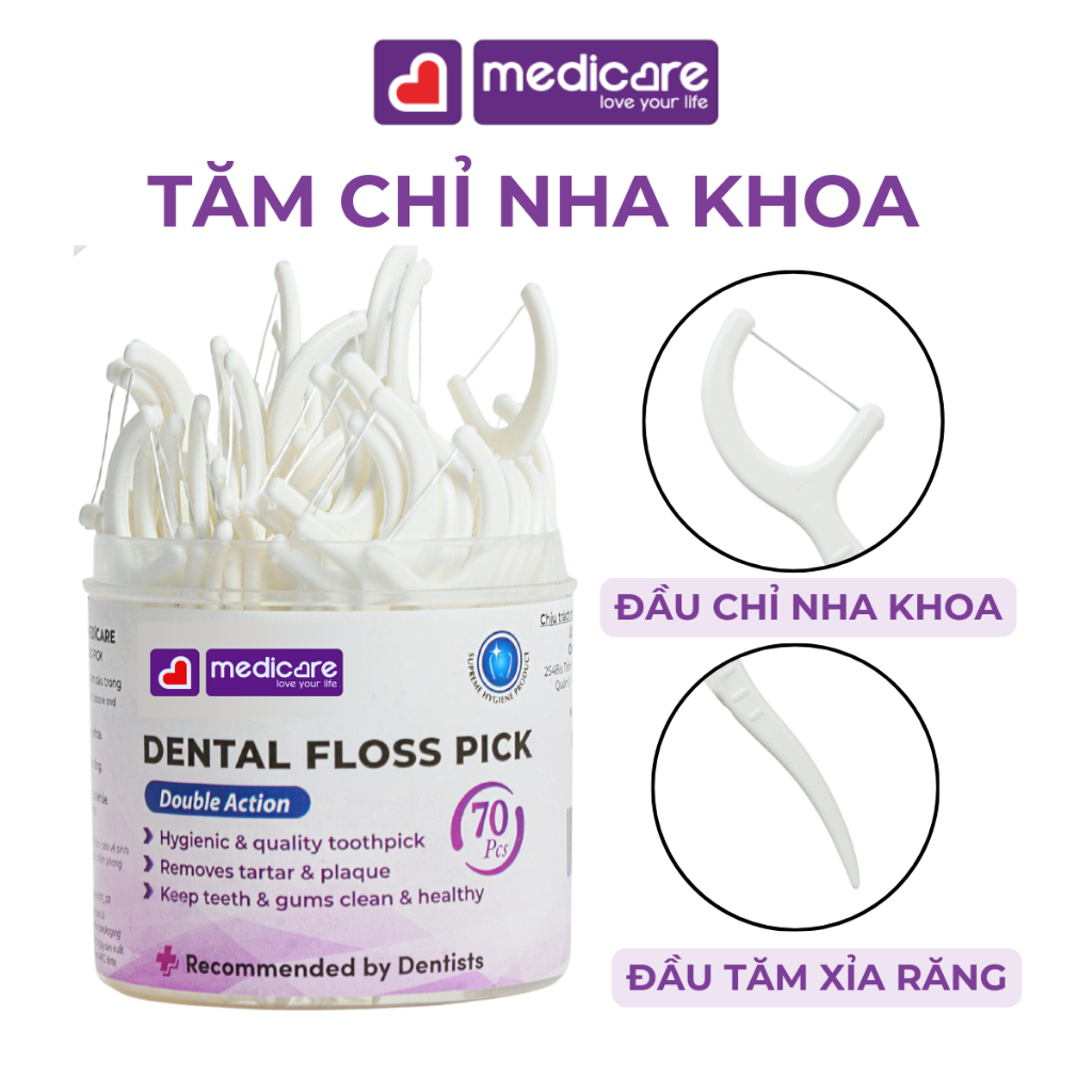 Tăm chỉ xỉa răng MEDiCARE hộp 70 cây