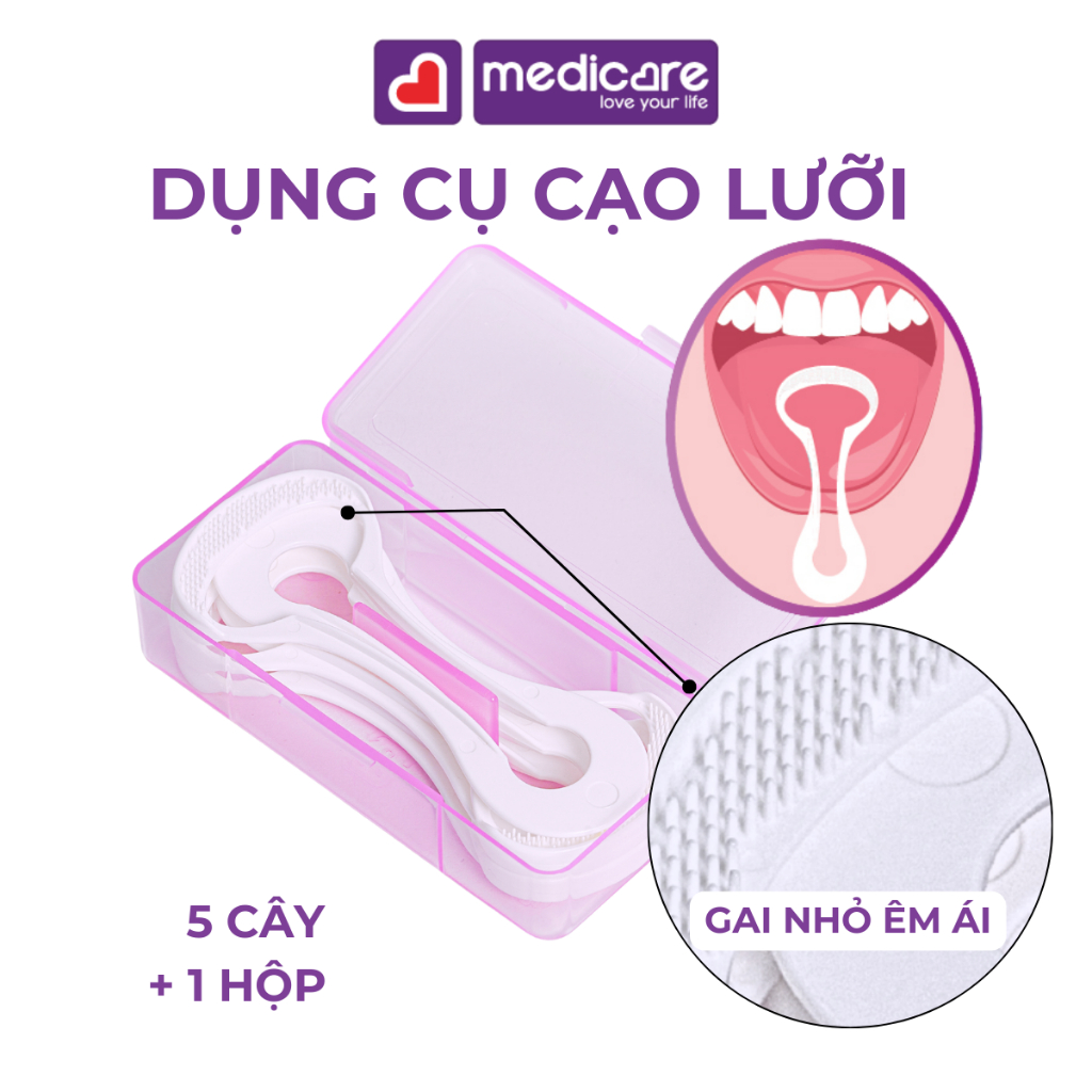 Dụng cụ cạo lưỡi MEDiCARE vỉ 5 cây