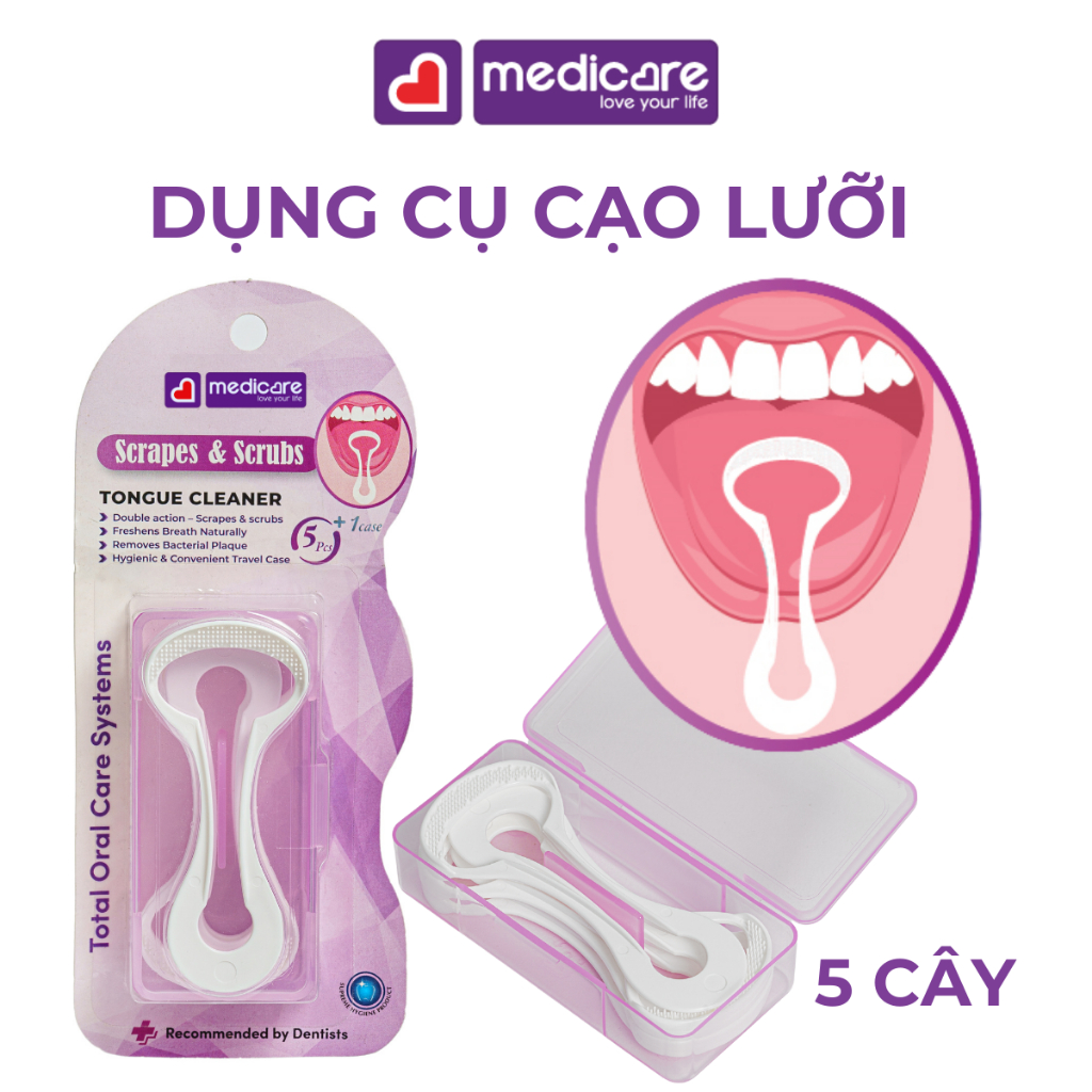 Dụng cụ cạo lưỡi MEDiCARE vỉ 5 cây