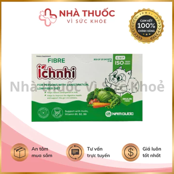 ✅[Chính hãng] Chất Xơ Ích Nhi - cốm chất xơ hòa tan, giảm táo bón cho bé, phụ nữ có thai, phụ nữ sau sinh (hộp 20 gói)