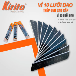 Hộp 10 lưỡi dao rọc giấy KAPUSI cao cấp, thép CRV, lưỡi dao đen cao cấp