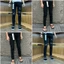 quần Jeans nam đen pơ pồ đen trơn+rách bốn cú tang lụa