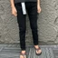 quần Jeans nam đen pơ pồ đen trơn+rách bốn cú tang lụa