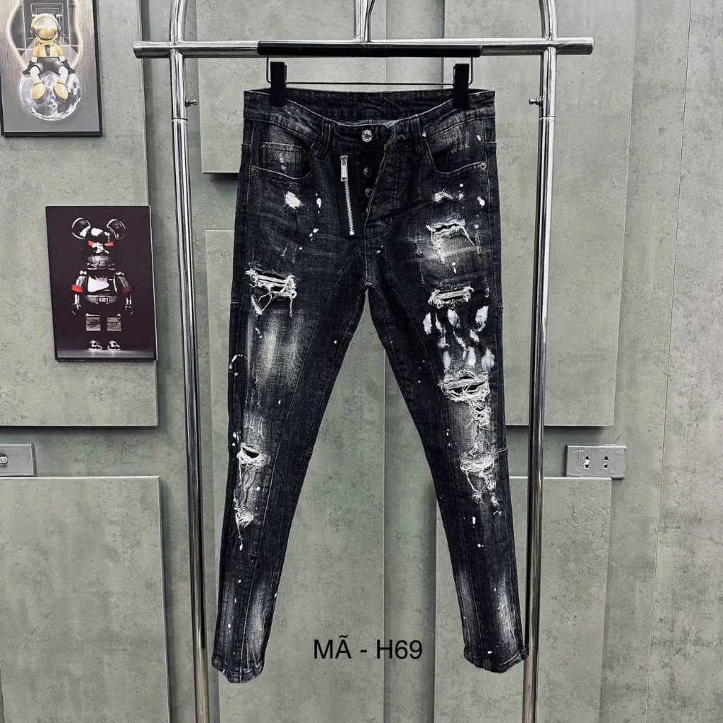 combo quần Jeans nam xanh đen ds khóa lệch có bốn cúc Menswear