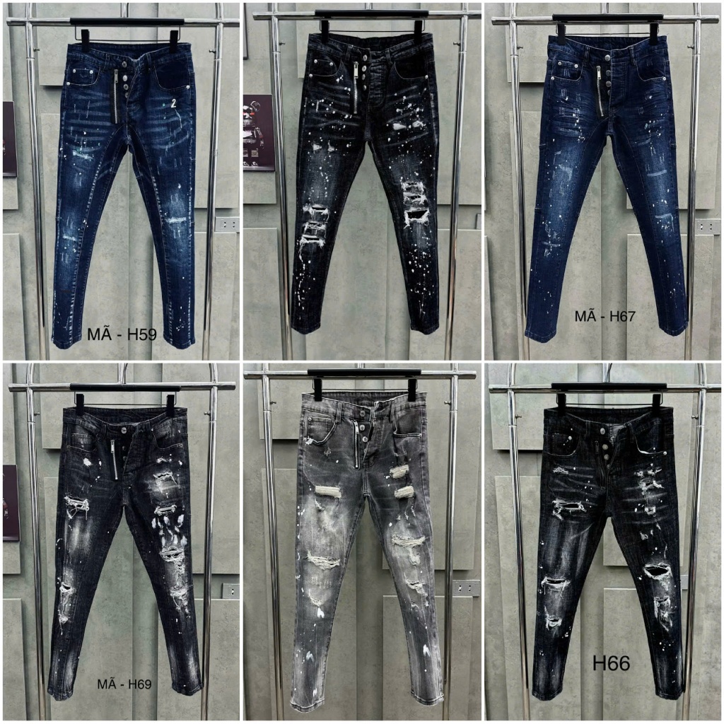 combo quần Jeans nam xanh đen ds khóa lệch có bốn cúc Menswear