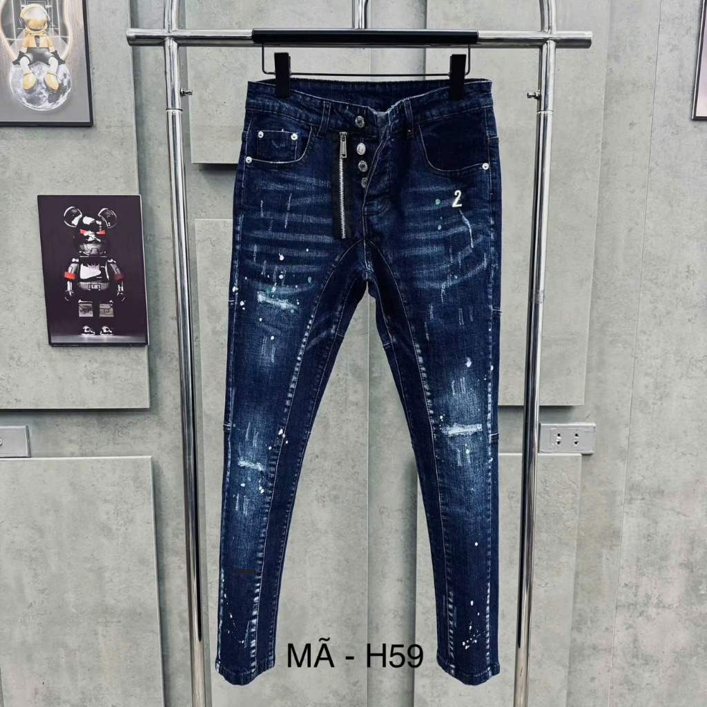combo quần Jeans nam xanh đen ds khóa lệch có bốn cúc Menswear