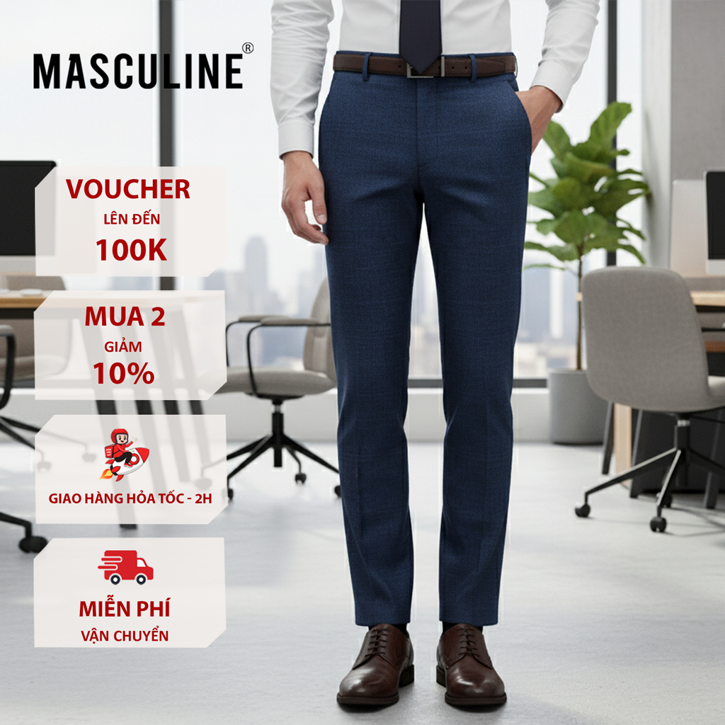 Quần âu nam trung tuổi Masculine chất liệu cotton thoáng mát, kiểu dáng regular không ly - MKL24.1