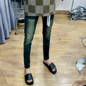 quần Jeans nam xanh pơ pồ xanh màu bụi bản 4 cúc tang lụa