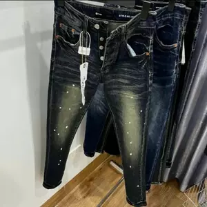 quần Jeans nam xanh rêu pơ pồ trơn màu bụi vảy sơn bốn cúc Menswear Menswear