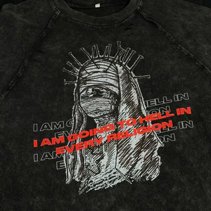 "I am going to hell in every religion" Wash Tee | Form Oversize