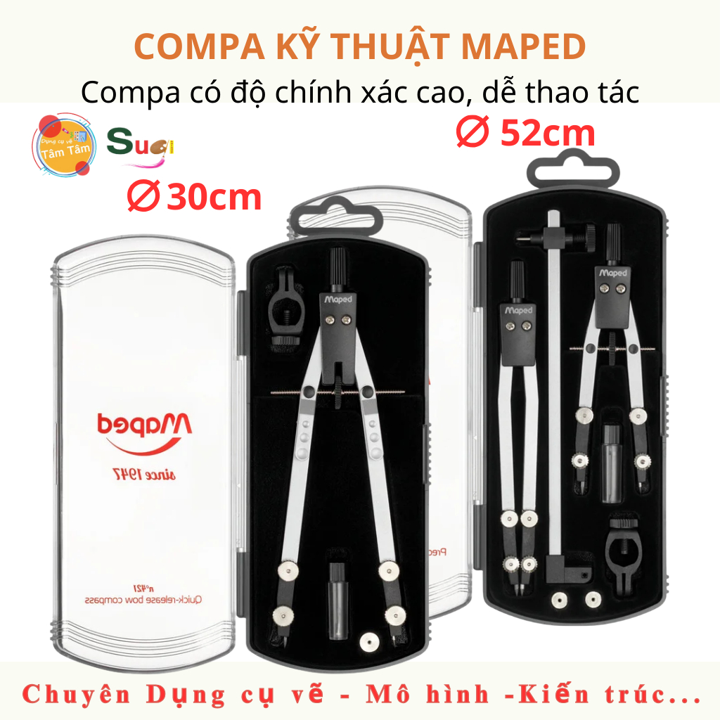 [ Tâm Tâm ] Compa vẽ đường tròn lớn , Compa vẽ kỹ thuật Maped , vẽ ...
